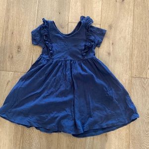 Alice + Ames navy ruffle twirl dress